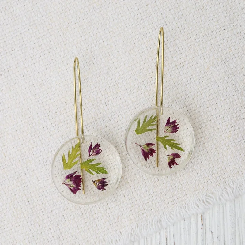 Botanical Small February Birthday Full Moon Earrings