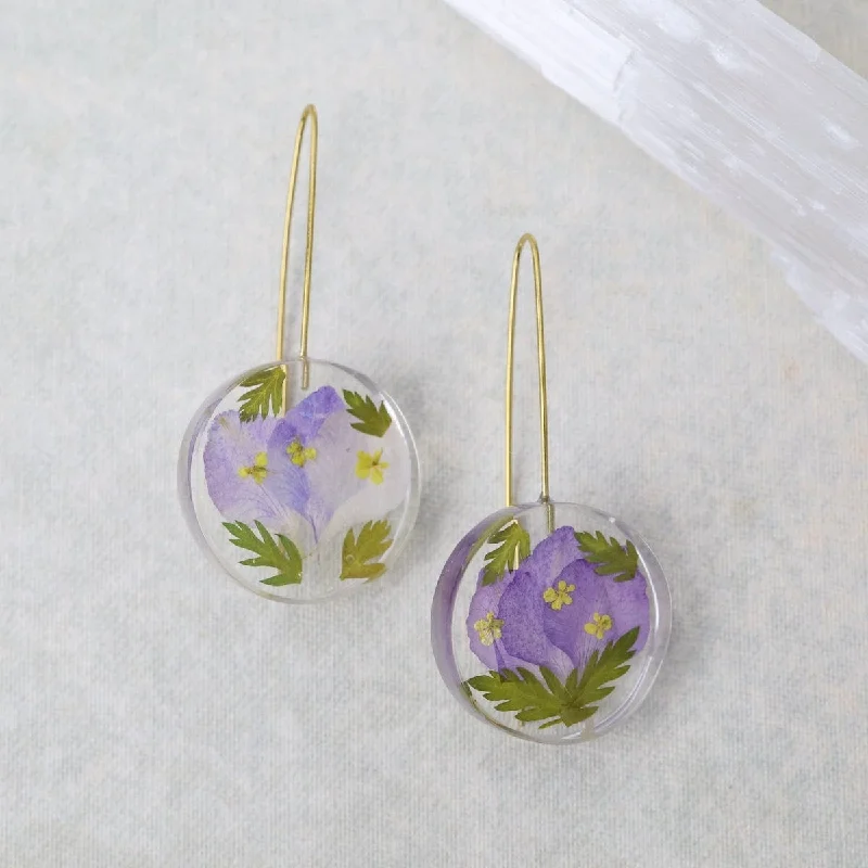 Botanical Small July Birthday Full Moon Earrings