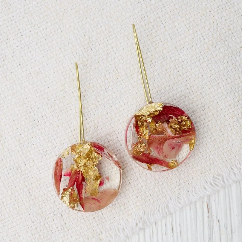 Botanical Small Full Moon Rose Petal Earrings