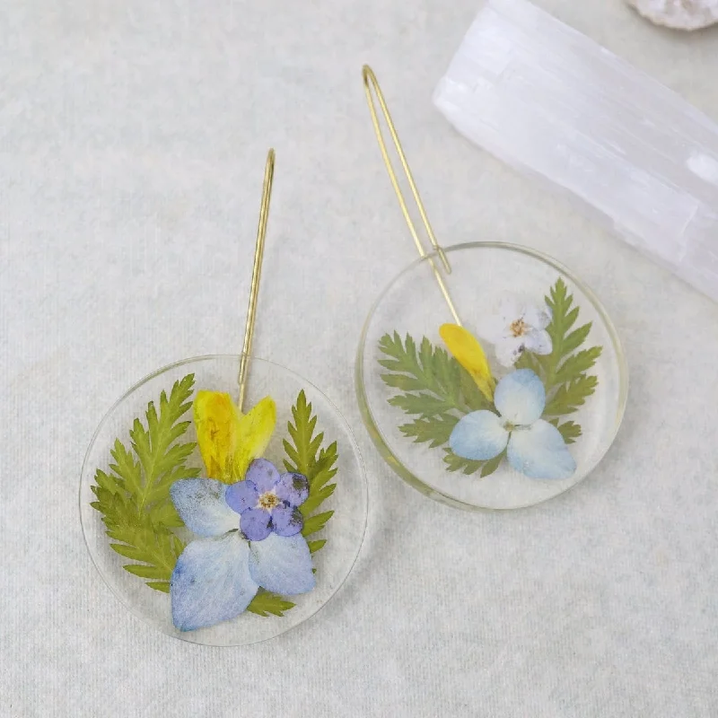 Botanical Medium Mixed Flower Full Moon Earrings