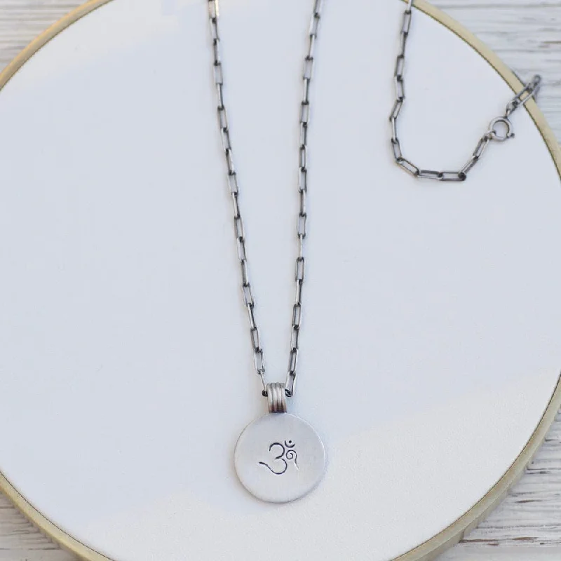 Etched OM Disc Necklace