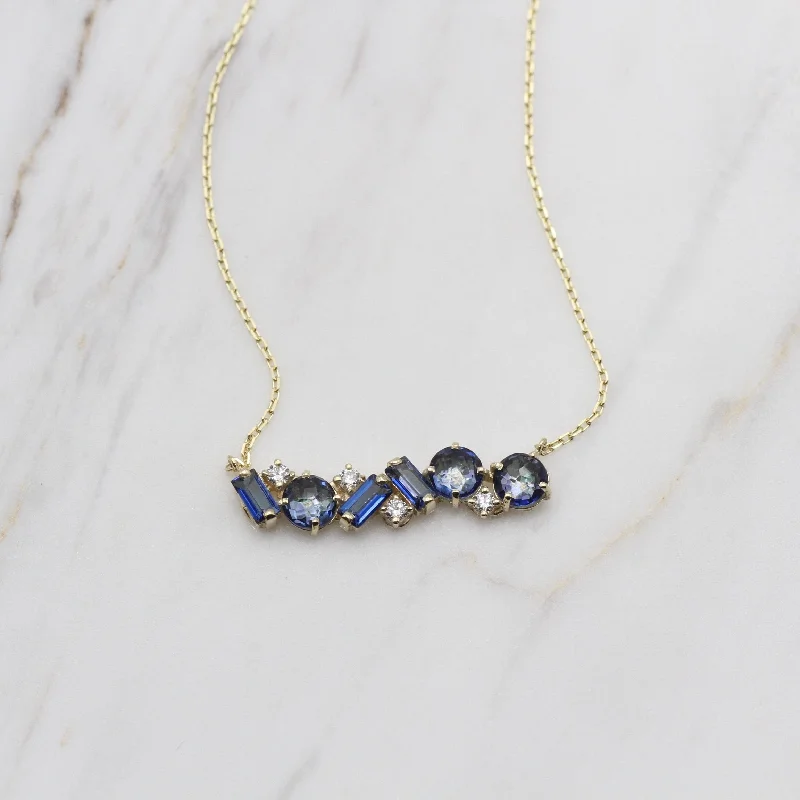 Millie English Blue Topaz Bar Necklace