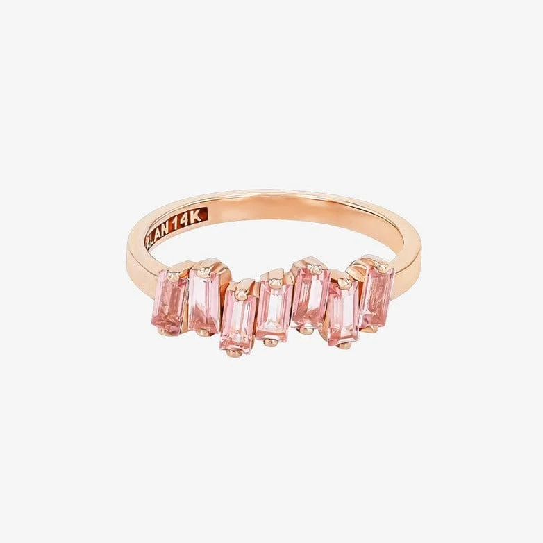 Morganite Topaz Half Band Ring