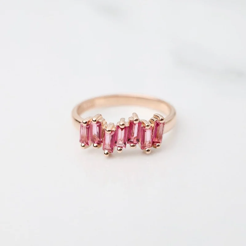 Pink Topaz Half Band Ring