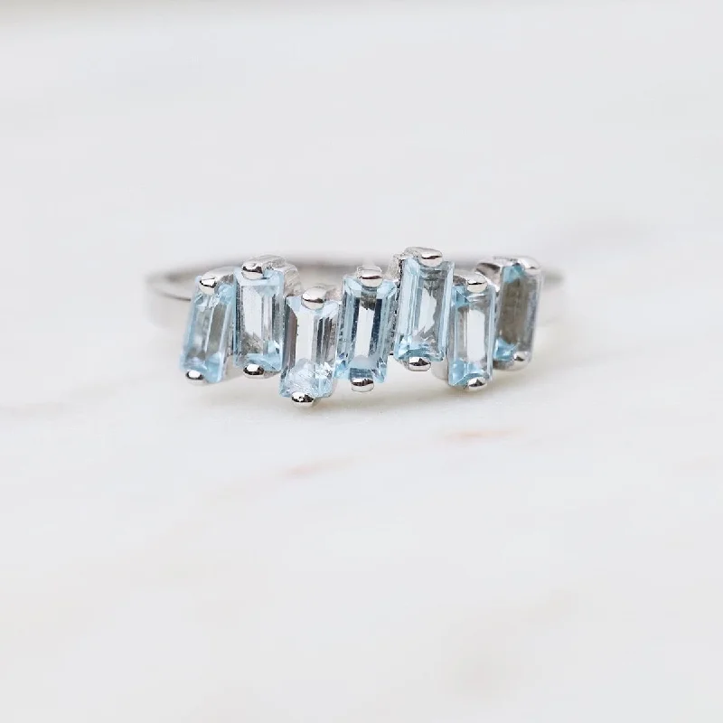 Blue Topaz Half Band Ring