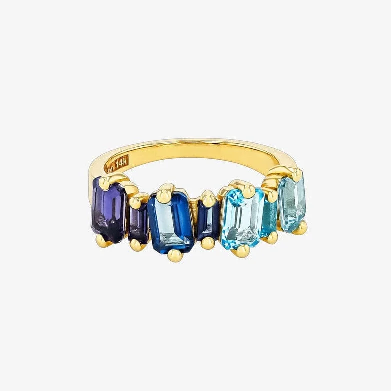 Emerald Cut Blue Ombre Half Band