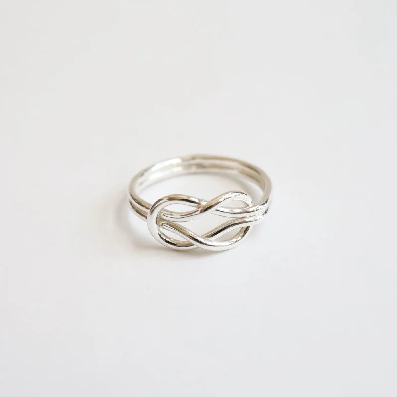 Large Double Love Knot Ring - Sterling Silver