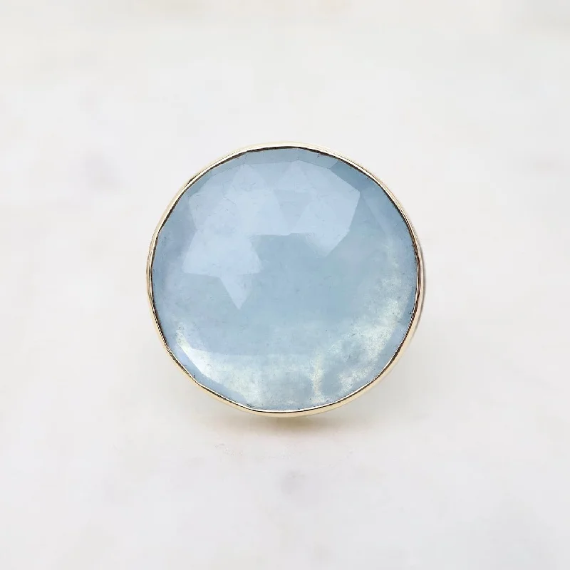 Jamie Joseph Large Round Rose Cut Aquamarine Ring