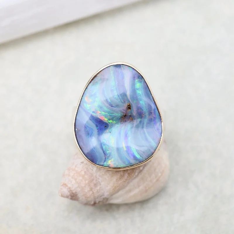 Jamie Joseph Vertical Asymmetrical Boulder Opal Ring