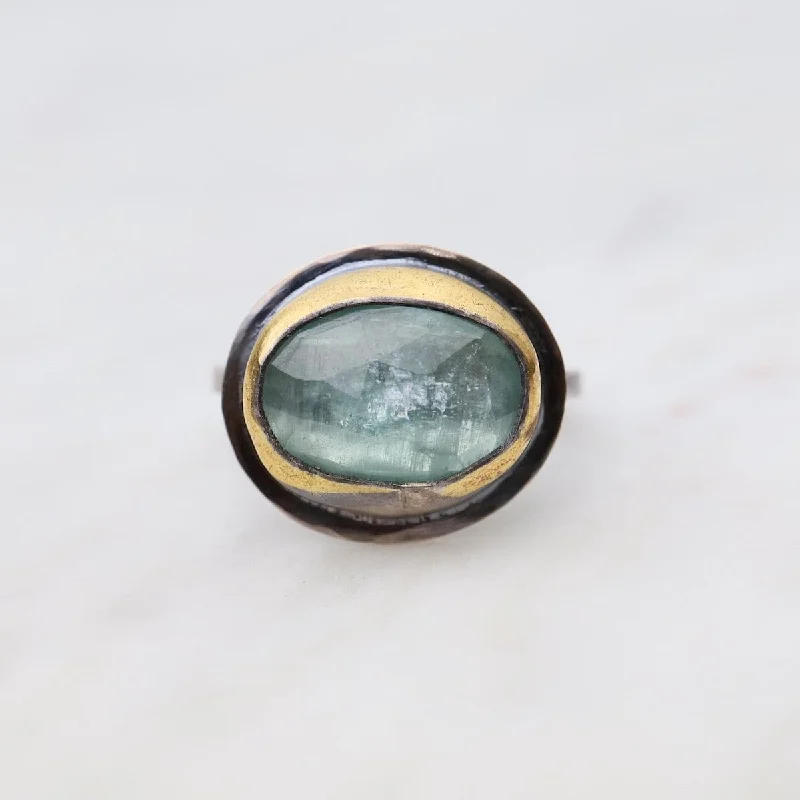 Sky Blue Kyanite Medium Crescent Rim Ring