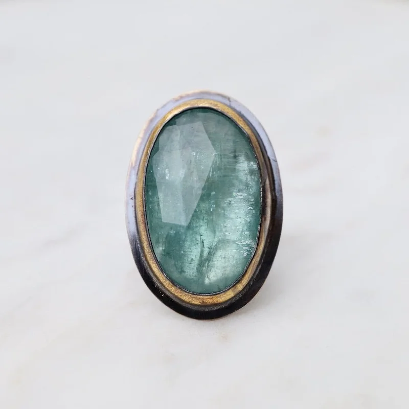 Sky Blue Kyanite Extra Large Crescent Rim Ring