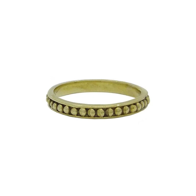 Solid Brass Stacking Ring with Round Granulation