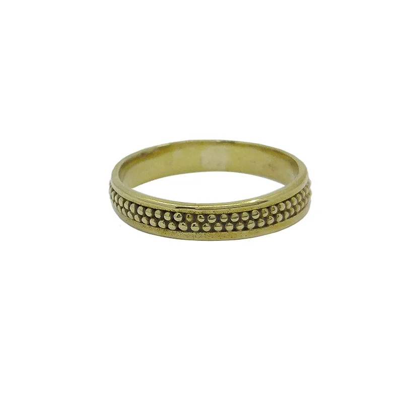 Solid Brass Stacking Ring with Double Granulation