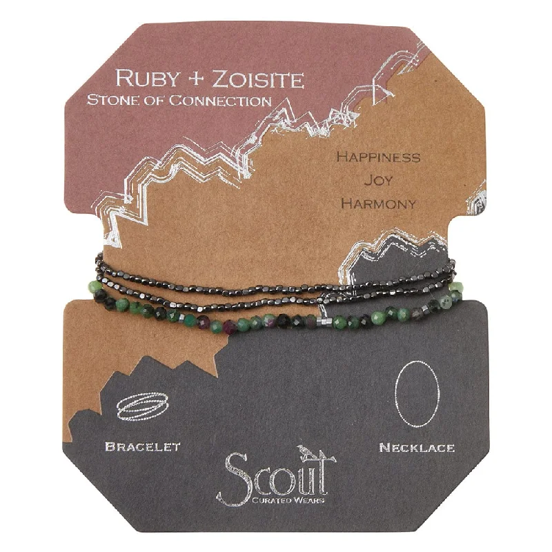 Scout Delicate Ruby Zoisite Wrap Bracelet and Necklace