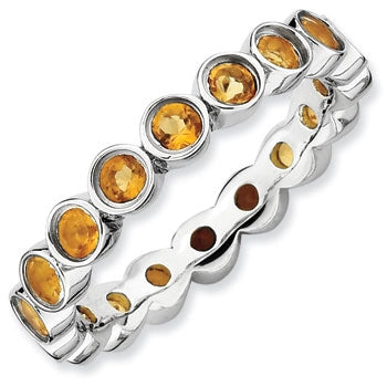 Sterling Stackable Bands - Citrine