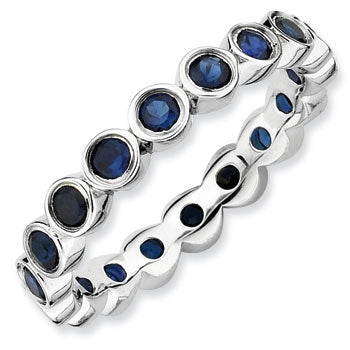 Sterling Stackable Bands - Created Sapphire