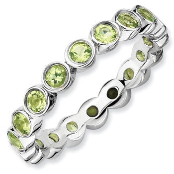 Sterling Stackable Bands - Peridot