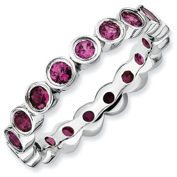 Sterling Stackable Bands - Rhodolite Garnet