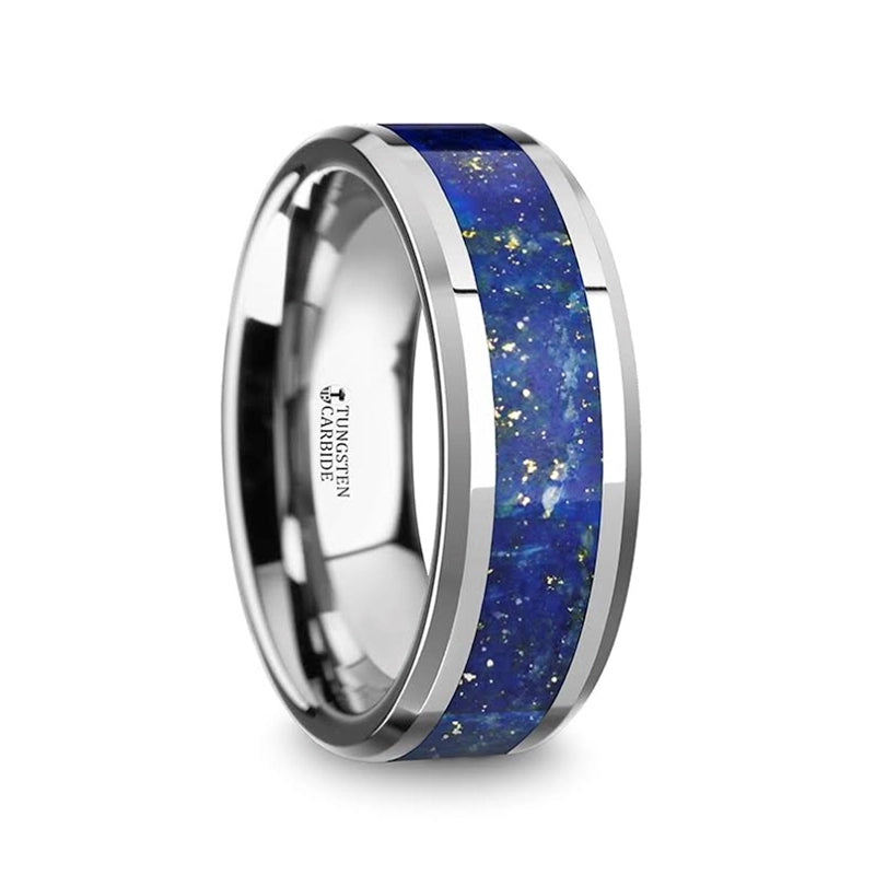 Tungsten Band with Blue Lapis Inlay