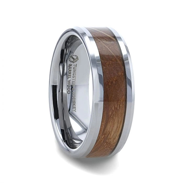 Tungsten Band with Distilled Whiskey Barrel Inlay