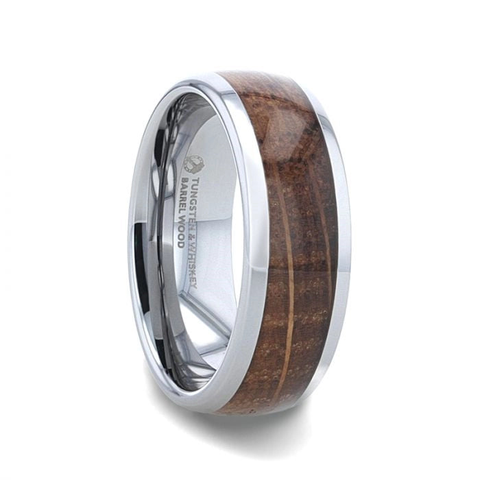 Tungsten Band with Whiskey Barrel Inlay