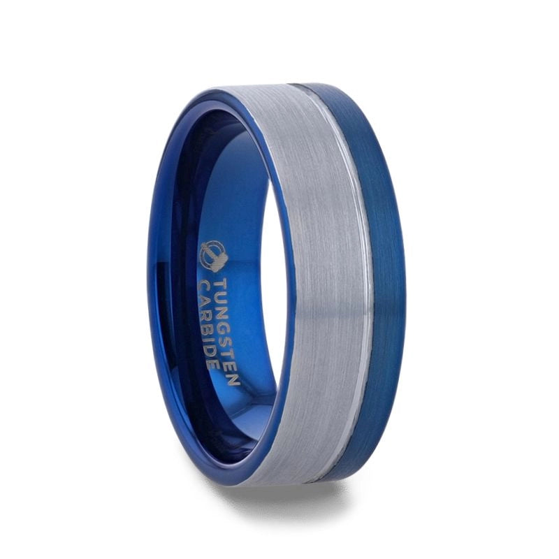 Tungsten Carbide Band with Blue Ion Plating